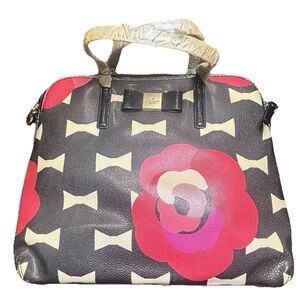 Kate Spade Bloom Drive-Pink Black Floral Margot Satchel Tote Bag